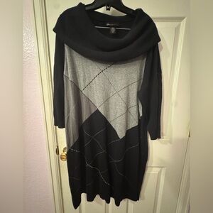 Lane Bryant 18/20 like new Black and Gray Cowl Neck Sweater Dress